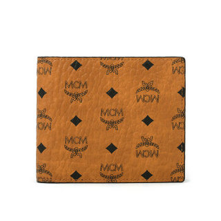 MCM 女士 经典时尚字母logo印花棕色短款对折多卡位钱包 MXS8SVI66CO001