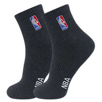 NBA袜子男士袜子篮球运动休闲男袜男士棉袜中筒袜 弹性袜口吸湿透气绣花袜 1双装 深花灰