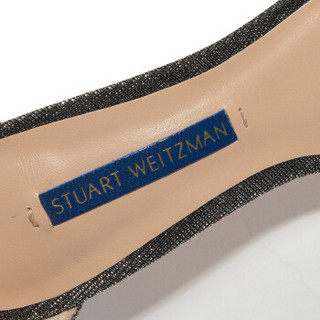 STUART WEITZMAN 斯图尔特·韦茨曼 SW 女士银黑色闪光织物高跟凉鞋 NUNAKEDSTRAIGHT BLACK NIGHTTIME 38