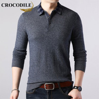 鳄鱼恤（CROCODILE）羊毛衫 男士2019秋冬时尚潮流商务休闲打底衫衬衣领毛衣 721-1-X7912 灰色 170/110