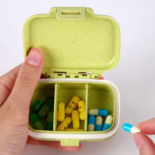 亿高 EKOA药盒升级版便携式药品小收纳盒谷物纤维密封分药盒子抹茶绿色