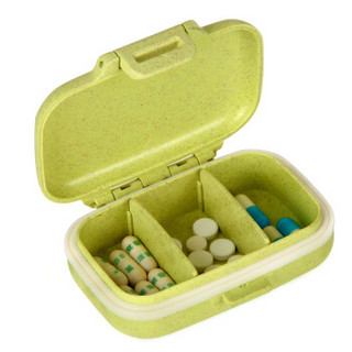 亿高 EKOA药盒升级版便携式药品小收纳盒谷物纤维密封分药盒子抹茶绿色