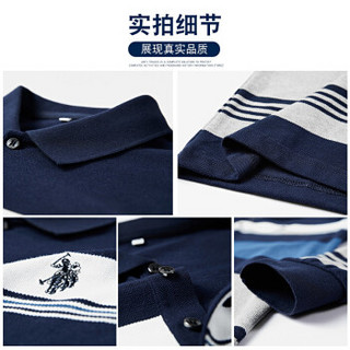 U.S. POLO ASSN.POLO衫男2019秋季新款纯棉t恤男士翻领商务休闲宽松上衣男体恤 6193105084 藏青 2XL(54)