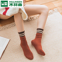 木林森 7双装袜子女中筒袜街头堆堆袜日系可爱长筒百搭韩国薄款夏季长袜ins潮 混色 均码