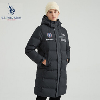 U.S. POLO ASSN.羽绒服男装2019秋冬季新品连帽鸭绒外套休闲加厚加绒保暖外套男士上衣 6194117153 黑色 XL