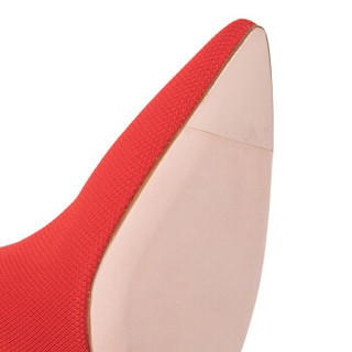 STUART WEITZMAN 斯图尔特·韦茨曼 SW 女士红色织物高跟短靴 RAPTURE 55 FOLLOWME RED CANVAS STRETCH 36