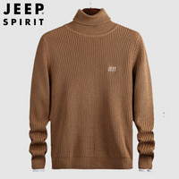 吉普 JEEP 2019秋冬新品男士休闲纯色半高领加绒毛衣青年时尚潮流打底衫上衣男 XR931 卡其 3XL