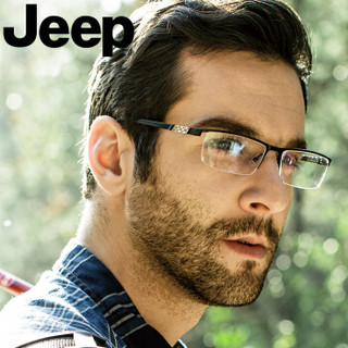 JEEP吉普男士眼镜半框商务钛架配近视眼镜架男 JEEPT8093 框+1.67镜片(建议300-800度)