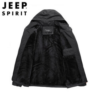 吉普 JEEP 夹克男2019秋冬新款男士加绒保暖棉服外套中青年休闲立领茄克衫 LCQ8182 卡其色 XL