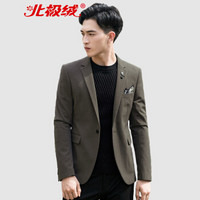 北极绒（Bejirong）西服男 2019秋新款男士商务休闲西服韩版小西装外套 QT6013-A35 绿色 3XL