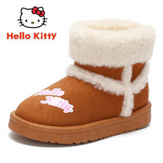 HELLOKITTY 童鞋女童靴子 舒适防滑棉靴保暖雪地靴 K954A6009棕色32