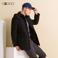 G2000含羊毛西装领单排扣大衣 秋冬款纯色青年标准款男装76020801 黑色/99 50/175