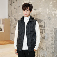 鳄鱼恤 CROCODILE 马甲男2019冬季潮流大码宽松无袖连帽青年商务休闲保暖外套男ZMN1676 黑色 7XL