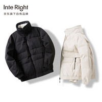 INTERIGHT 羽绒服男 80%白鸭绒立领大口袋羽绒服冬季保暖毛领外套 YRA9314M 米色 XXL