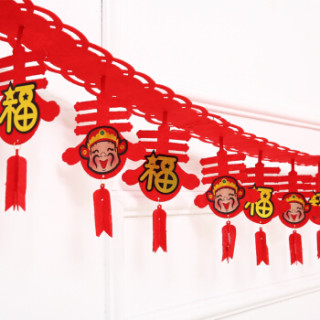 新春挂件灯笼新年装饰品门挂节日场景布置挂饰毛毡拉旗立体金福财神春