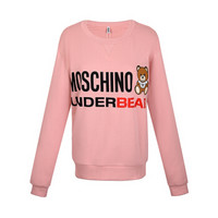 MOSCHINO UNDERWEAR 莫斯奇诺 小熊系列 女士粉色小熊图案棉质圆领套头卫衣 Z A1710 9029 0242 M码