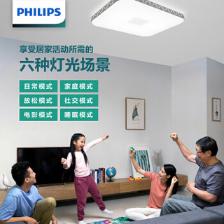 飞利浦 （PHILIPS）简约调光调色客厅办公室会议室长方形LED吸顶灯 80w（赠遥控） 恺羽