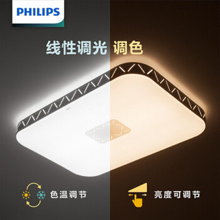 飞利浦 （PHILIPS）简约调光调色客厅办公室会议室长方形LED吸顶灯 80w（赠遥控） 恺羽