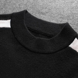 金盾（KIN DON）羊毛衫 男2019冬季新款休闲百搭加厚保暖圆领套头打底衫 D251-9120 黑色 M