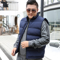 凯撒 KAISER 胖子羽绒棉马甲男2019冬季韩版潮流保暖背心坎肩加肥加大码宽松外套肥佬特大码马夹 宝蓝色 XL
