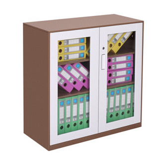 苏美特钢制矮柜储物柜文件柜铁皮柜办公柜资料柜档案柜拆装咖白色