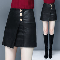 BANDALY 半身裙女2019秋冬季女装新款不规则小皮裙女a字短裙女时尚包臀裙百搭潮 HZ1031-019 单色 S