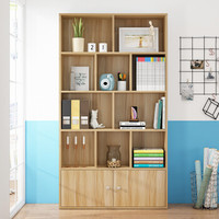 中伟书柜书架客厅置物架储物收纳柜组合简易储物柜带门原木色D款