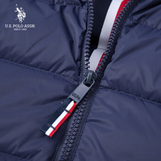 U.S. POLO ASSN. 冬季新款羽绒服女短款连帽白鸭绒保暖防水冬外套5293217052 藏青 M