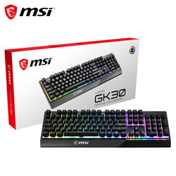 微星（MSI）GK30 机械手感键盘 有线 电竞游戏键盘 104键 背光键盘 吃鸡键盘 黑色 MIX轴 自营