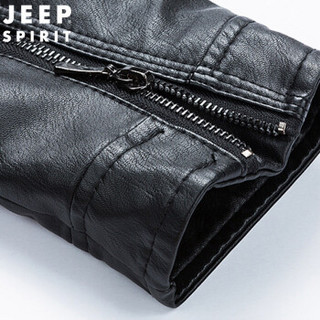 吉普 JEEP 秋冬季新款夹克男 立领休闲PU皮衣 青年春秋短外套 HA968  土黄 3XL