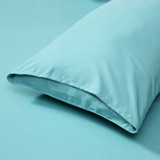 富安娜出品 圣之花 水洗磨毛四件套 纯色简约床上套件 双人床单被套 梦蓝 1.8米/2米床 被套230*229cm