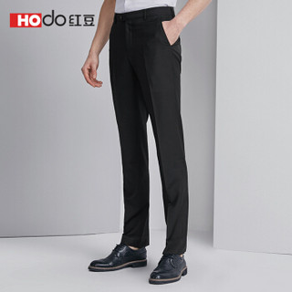 红豆（Hodo）男装 西裤男  商务正装男士加绒修身纯色西裤 S1黑色 170/82A(32)