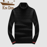 金盾（KIN DON）羊毛衫 男2019冬季新款休闲百搭加厚保暖高领纯色羊毛打底衫 D251-8829 黑色 3XL