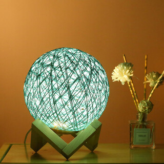木丁丁 藤球灯木支架20cm蓝色创意浪漫LED藤球小夜灯台灯床头灯氛围灯实用生日礼物