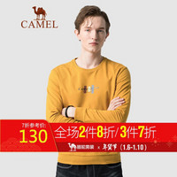 骆驼（CAMEL）男装 2019秋季新款男士休闲卫衣韩版潮流印花长袖T恤打底衫男 D9Q374365 土黄_XXL