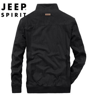 吉普（JEEP）夹克男2019年秋冬新品休闲商务立领多袋上衣外套JPL0010 黑色 3XL