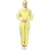 久臻 91013 防尘防静电服净化服洁净服 食品车间洁净连体服 防静电连体防护服 无尘服 黄色 XXL180