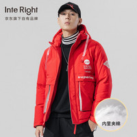 INTERIGHT 棉衣男2019冬季新款短款棉服男士加厚连帽保暖上衣休闲纯色青年棉袄男装外套 WSL-625B 红色 3XL