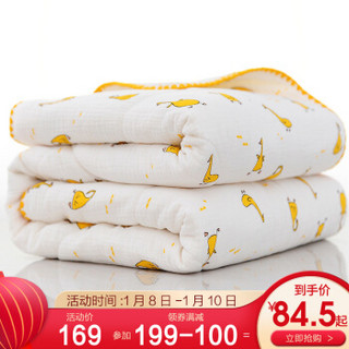 竹之锦 被子 纯棉秋冬款儿童棉被1.2×1.5m 空调暖气房婴儿新生儿保暖棉花被 高密纱布童被 黄色小鸭
