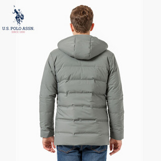 U.S. POLO ASSN.羽绒服2019秋冬季新款连帽时尚潮男百搭中长款休闲舒适防寒外套 6194117166 深灰 L