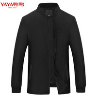 鸭鸭（YAYA）夹克男2019新款时尚休闲棒球领服大码夹克衫 GSJK0001 黑色 2XL