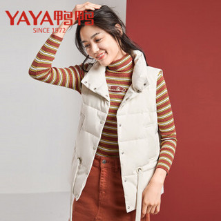 鸭鸭（YAYA）羽绒马甲女短款立领时尚修身韩版羽绒马甲女装 D-531702 银灰 165