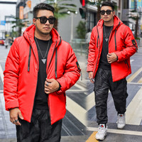 富铤 FORTEI 2019冬季胖子男士棉衣加肥加大码男连帽加厚保暖棉服外套肥佬特大码男装棉袄 红色 6XL
