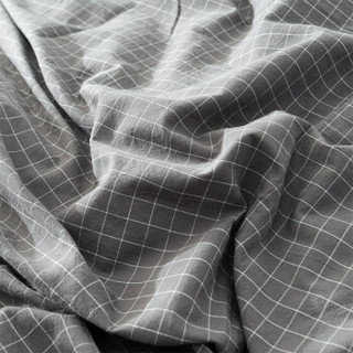 维科家纺 四件套纯棉水洗棉家纺 床上用品床单被套枕套全棉斜纹套件 1.5米/1.8米床 被套200*230cm 细灰格
