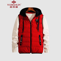 俞兆林 YUZHAOLIN 马甲男2019秋冬季外套新款保暖背心修身韩版休闲马夹连帽马甲 A126 MJ019 红色 M