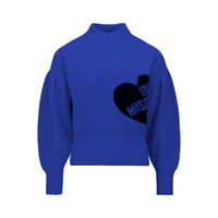 LOVE MOSCHINO 莫斯奇诺 蓝色心形图案logo标泡泡袖毛衣 W S G85 10 X 9001 Y51 44 女款