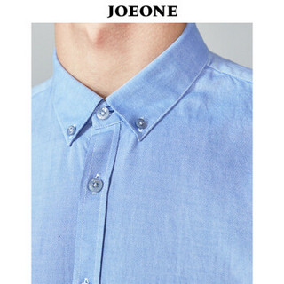 九牧王（JOEONE）短袖衬衫 男士夏季新款纯棉短袖衬衣-厂180/100A[52]浅蓝JC492023T