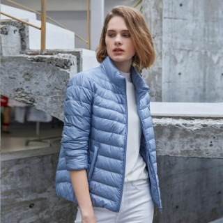 商品坦博尔 2019新款女士羽绒服女时尚轻薄立领修身外套tb19266 银灰