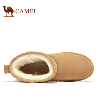 骆驼（CAMEL） 加绒保暖防滑耐磨短筒男士雪地靴 A942294179 栗色 38