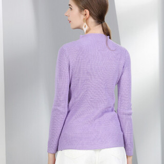 皮尔卡丹打底衫女长袖半高圆领修身内搭时尚保暖打底针织衫浅紫 XL